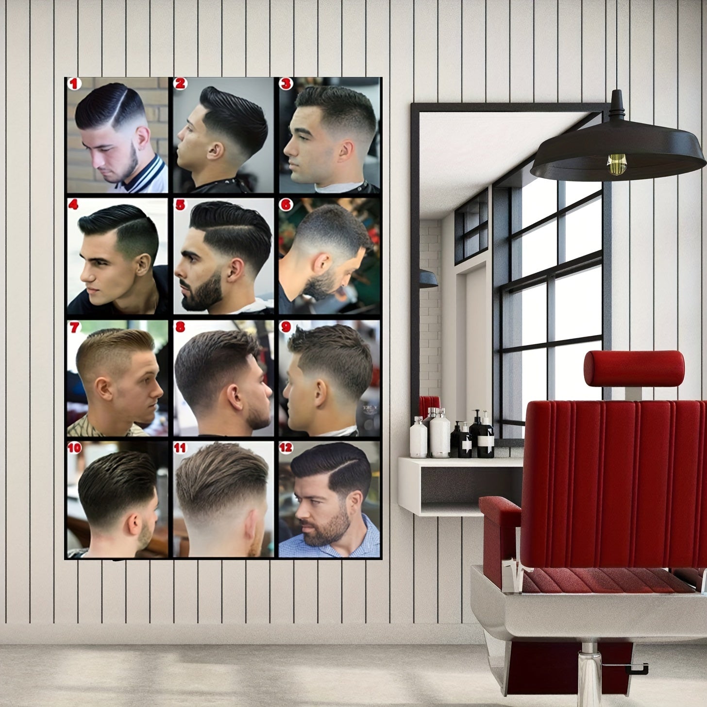 Modern Art Canvas Wall Art for Men’s Fashion and Barbershop Haircuts Decor