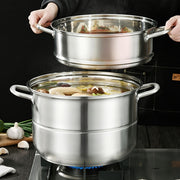 Large Capacity 3-Tier Stainless Steel Steamer for Vegetables Dumplings Seafood