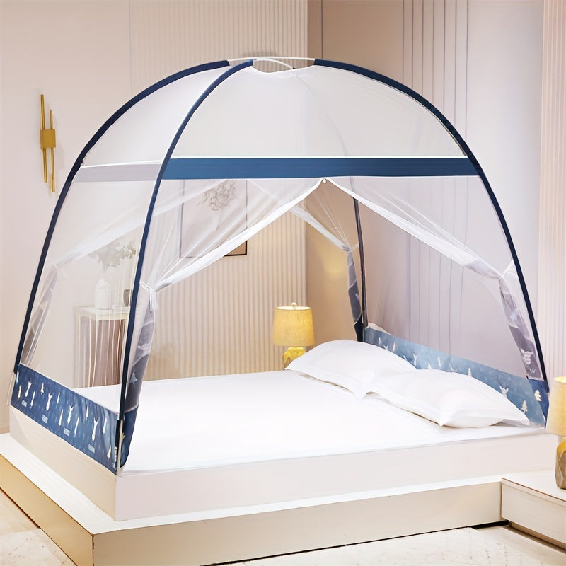 Pop-Up Mongolian Yurt Mosquito Net for Bed Protection, 360° All-Round, Easy Setup