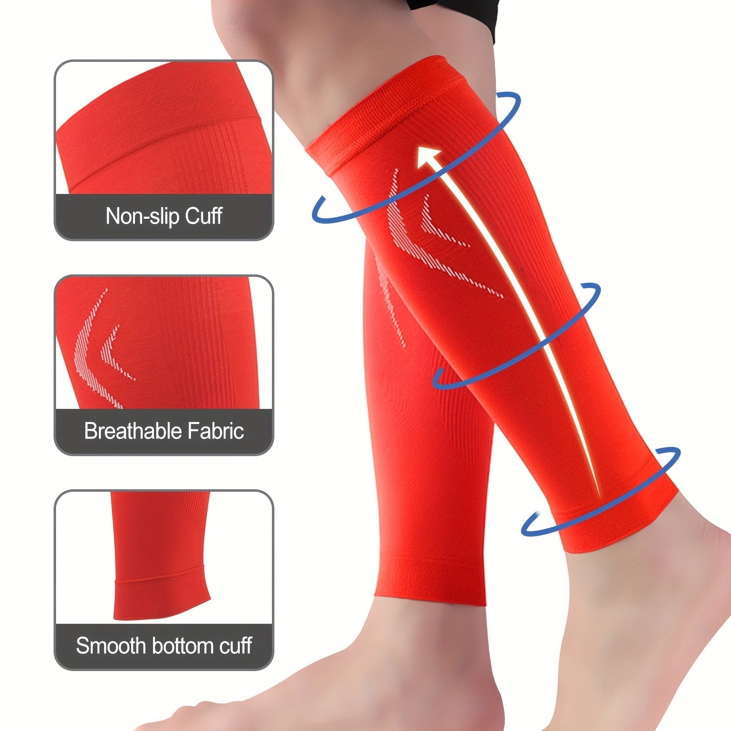 Men Women Calf Compression Sleeves 15-20mmHg Leg Footless Socks Summer