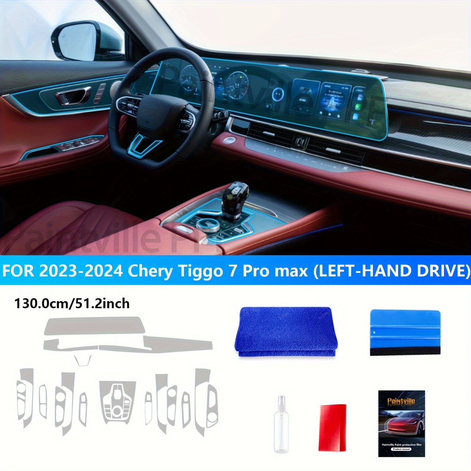 Car Interior Protection Film for Tiggo 7 Pro Max 2023-2024 TPU Screen Protector