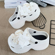 Women's Gothic Mule Shoes Flat Heel Non-Slip Rose Floral Decorative Durable Fashion