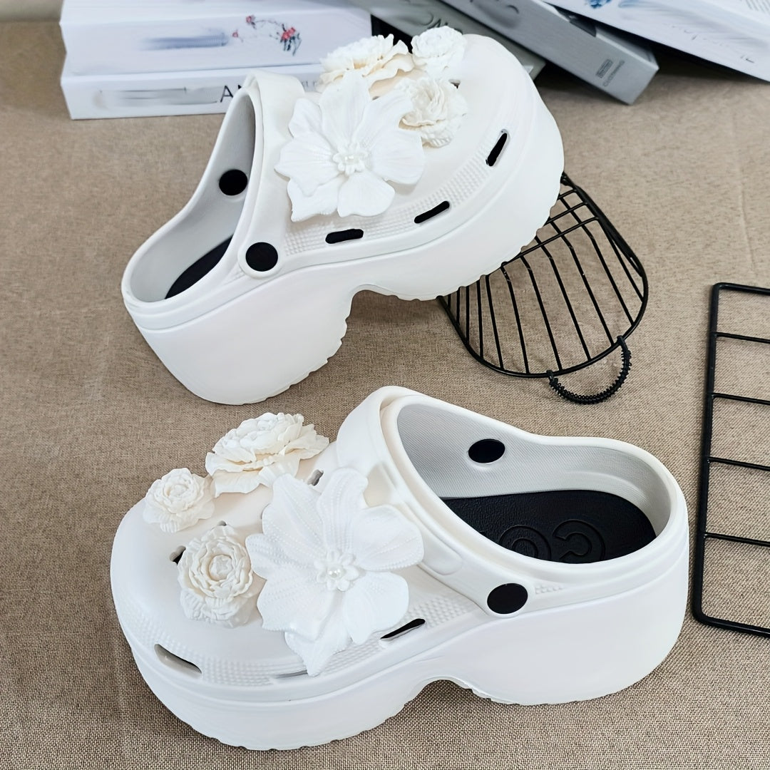 Women's Gothic Mule Shoes Flat Heel Non-Slip Rose Floral Decorative Durable Fashion