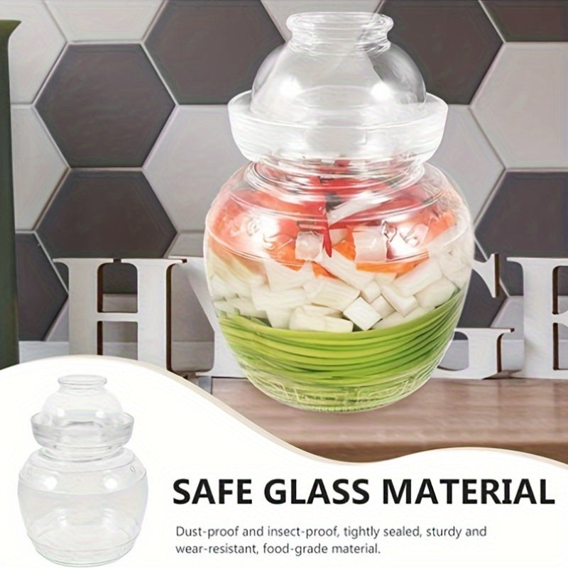 Glass Fermentation Jar with Wide Mouth and Sealable Lid for Sauerkraut and Kimchi