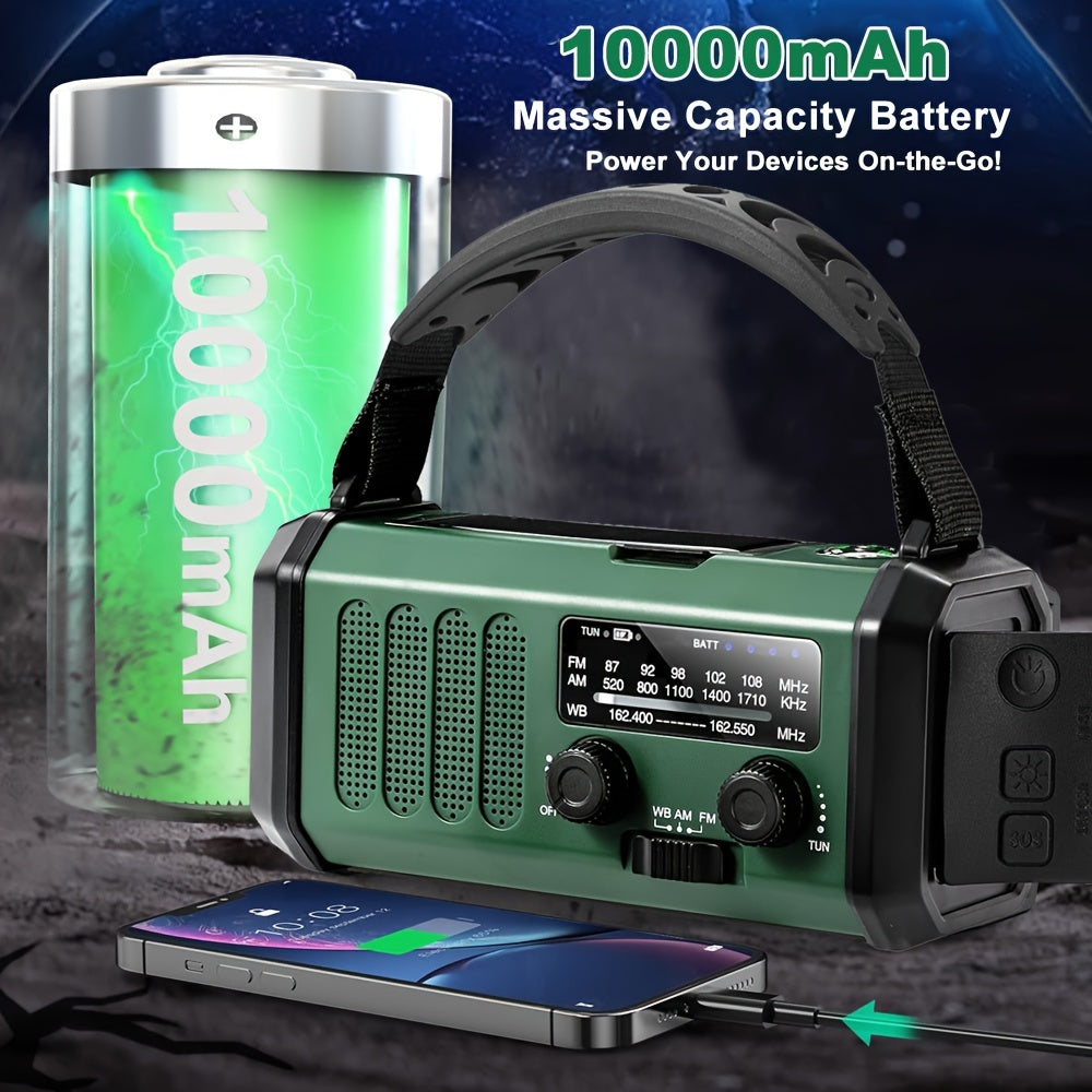 10000mAh Solar Hand Crank Emergency Radio with NOAA Weather, Flashlight and Phone Charger