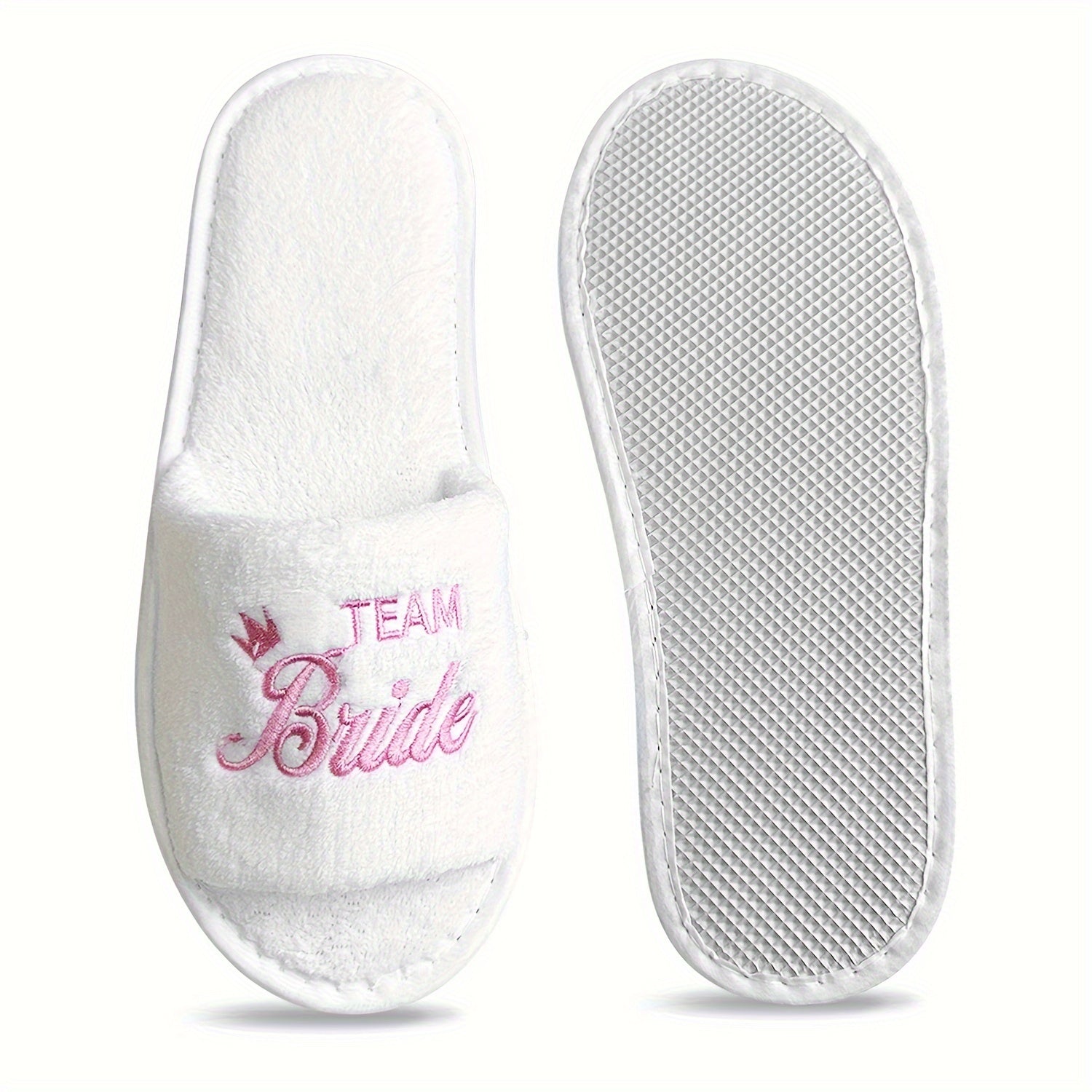 Women's Bridal Party Slippers Set Open-Toe Plush Non-Slip Comfortable Flats