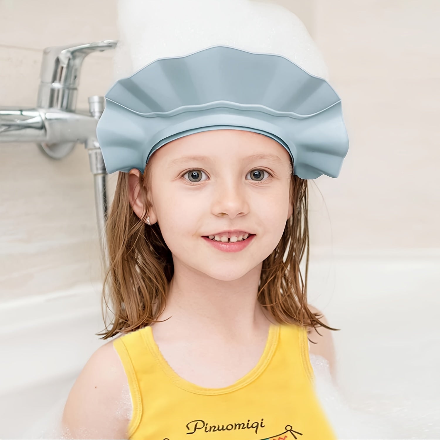 Gorro de ducha ajustable a prueba de agua para bebé, protección para oídos y ojos
