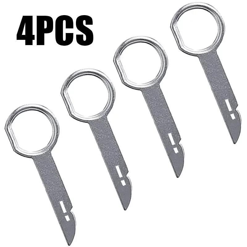 4Pcs Stainless Steel Car Radio Removal Tool Set Stereo Key Extractor Auto Repair