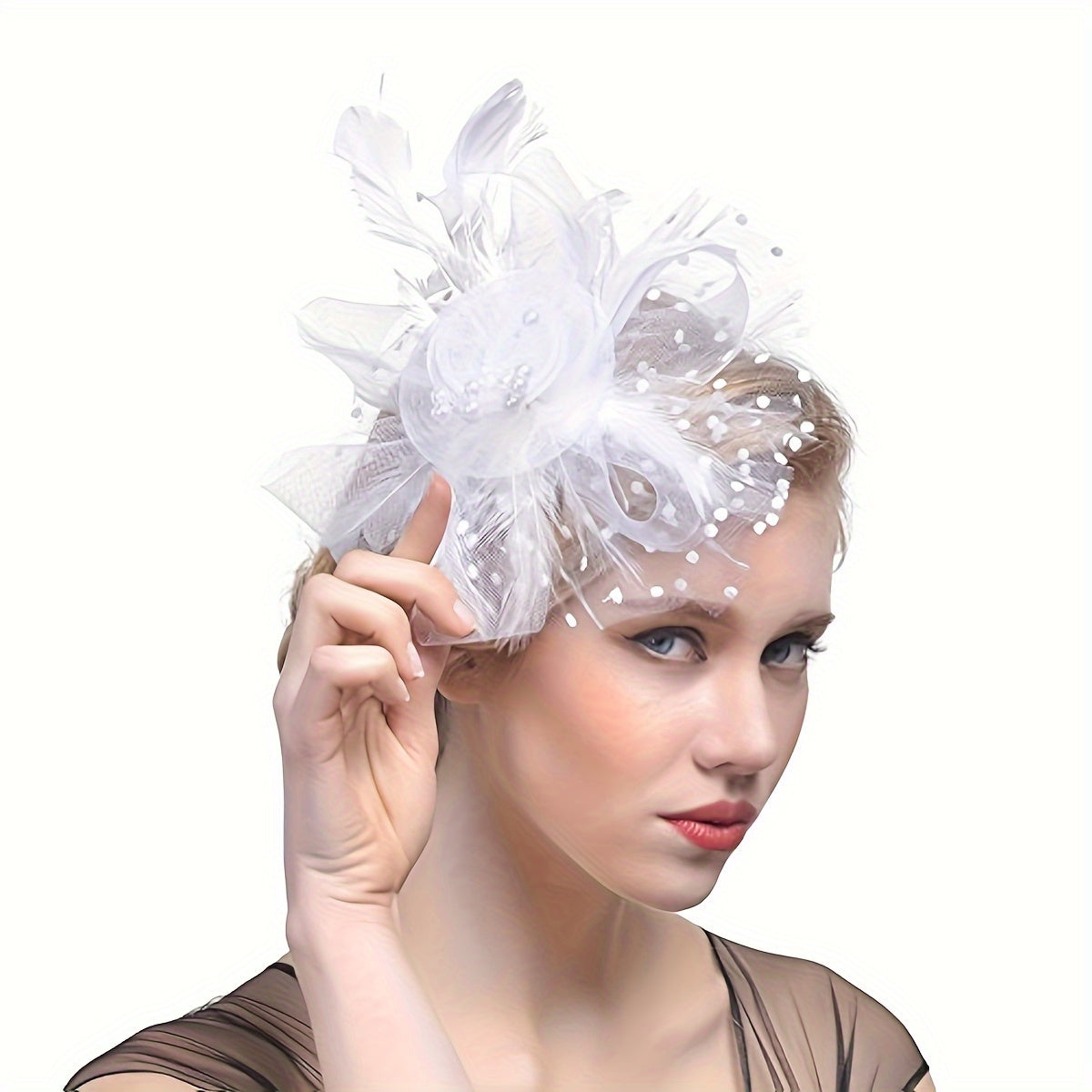 Ayollar uchun Vintage Chic Fascinator Shlyapa - Chiroyli Tarmoq Gul, Qush Tuxumlari va Klipli Boshband bilan 50-yillar va 60-yillar uslubida - Choy Partiyalari, Derby Kuni, To'ylar va Retro Yig'ilishlar uchun ideal