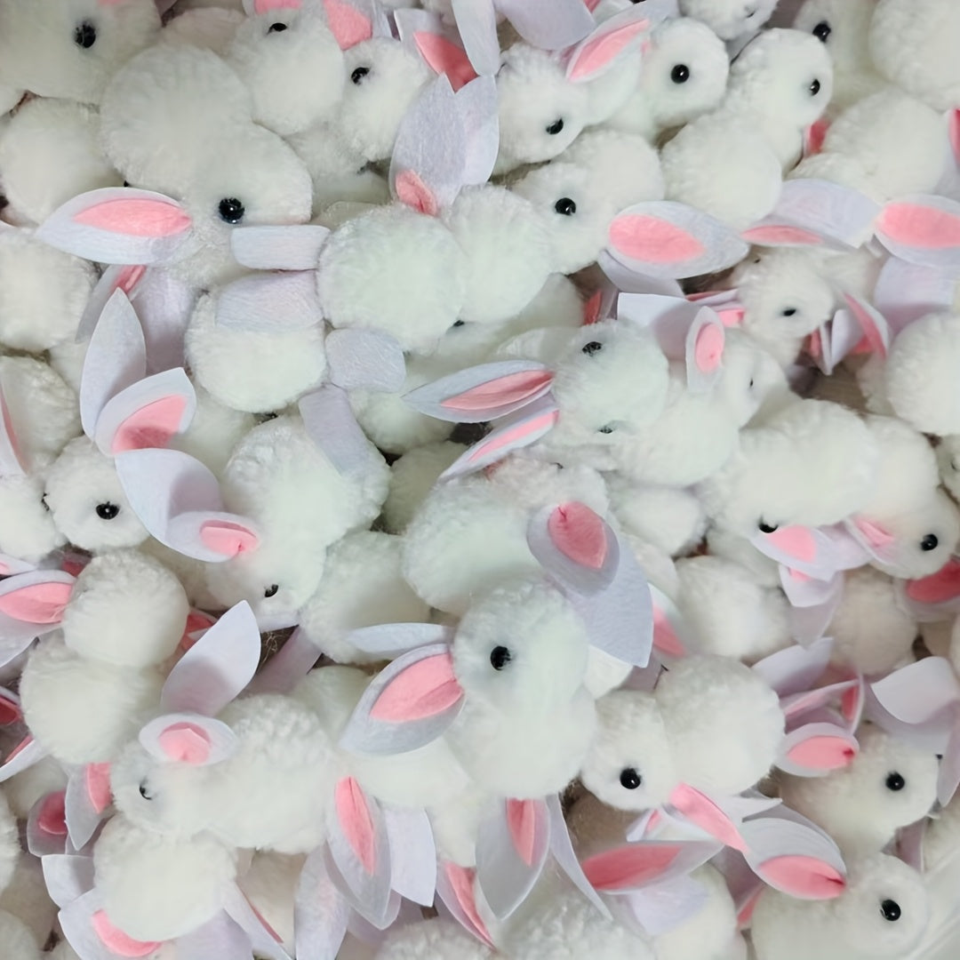 30pcs Easter Plush Bunny Doll Set White Linen Blend Fabric for Ages 14+