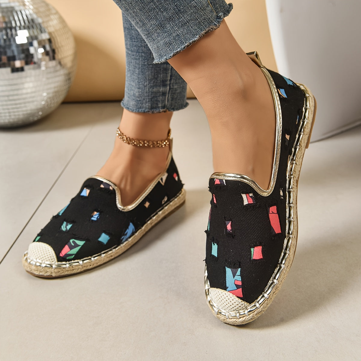 Women's Casual Woven Rope Sneakers Flat Trendy Flat Shoes