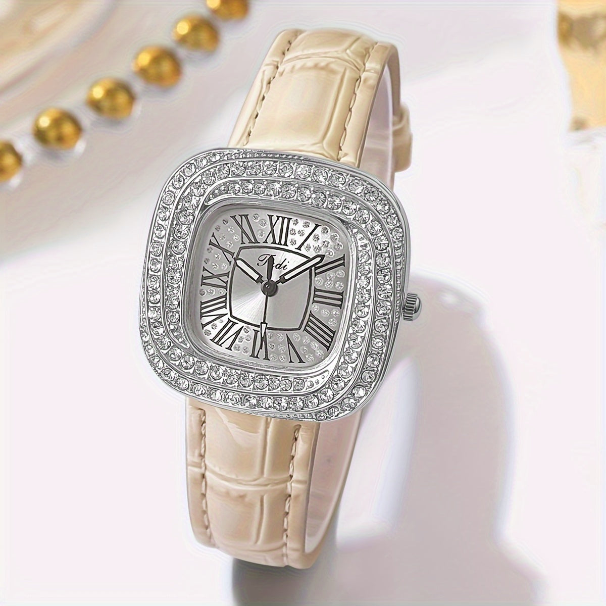 Women's Quartz Watch Square Face PU Leather Strap Alloy Pointer Gift for Mom or Girlfriend