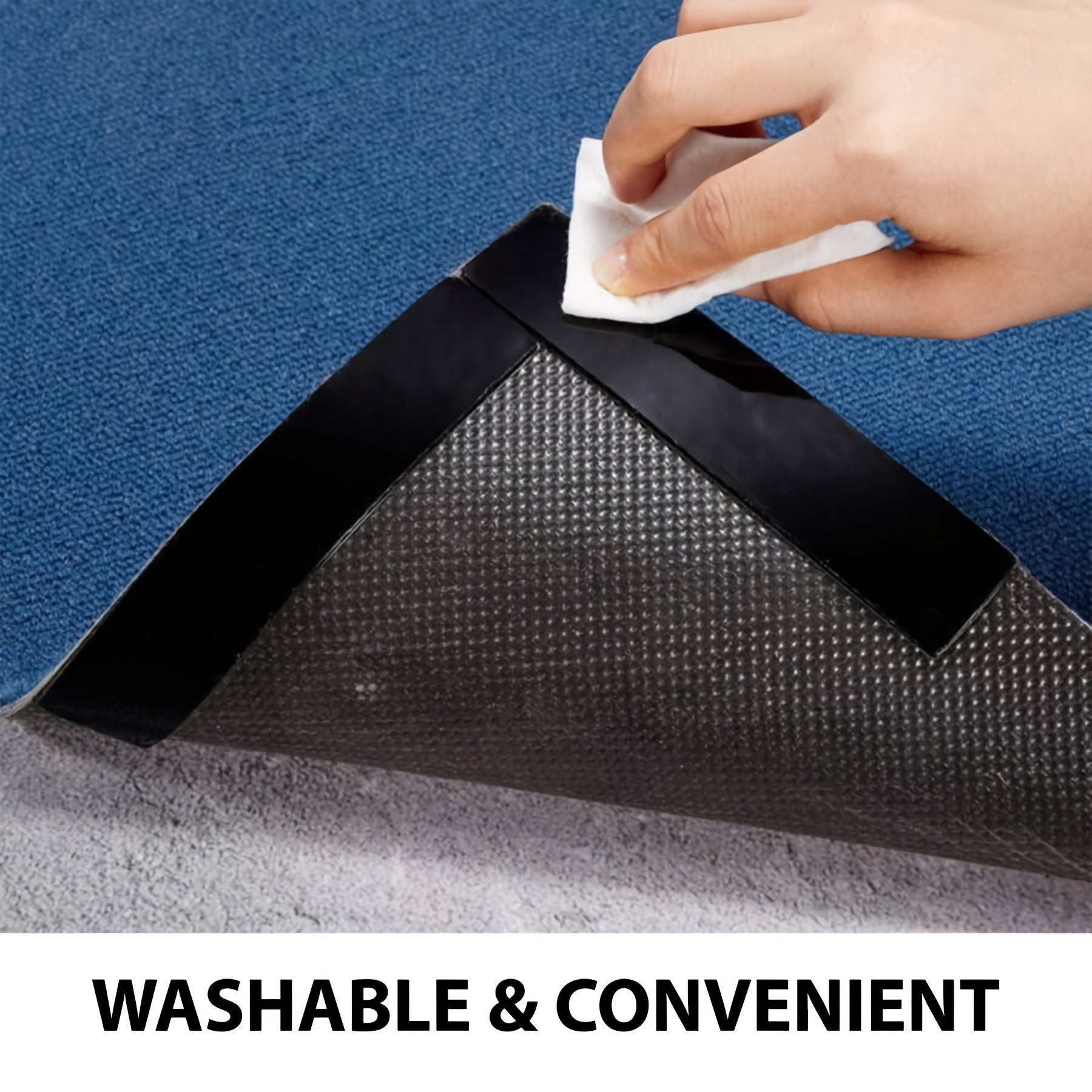 16 Pieces Rug Tape Double-Sided Adhesive Non-Slip Carpet Pads for Hardwood and Tile Floors