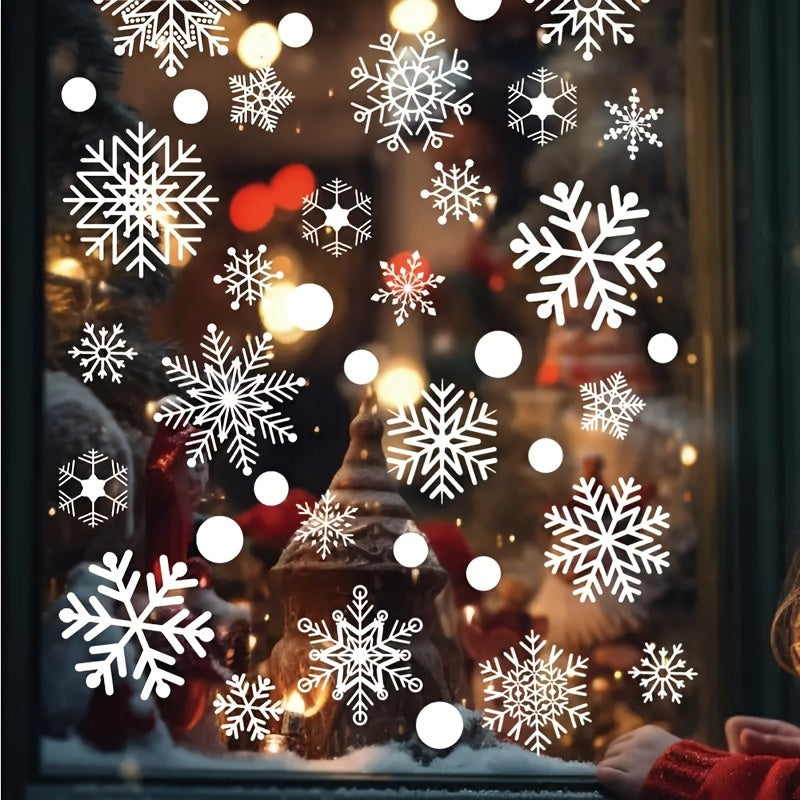 Double-Sided Christmas Decals for Windows Winter Holiday Decor Snowflake Clings