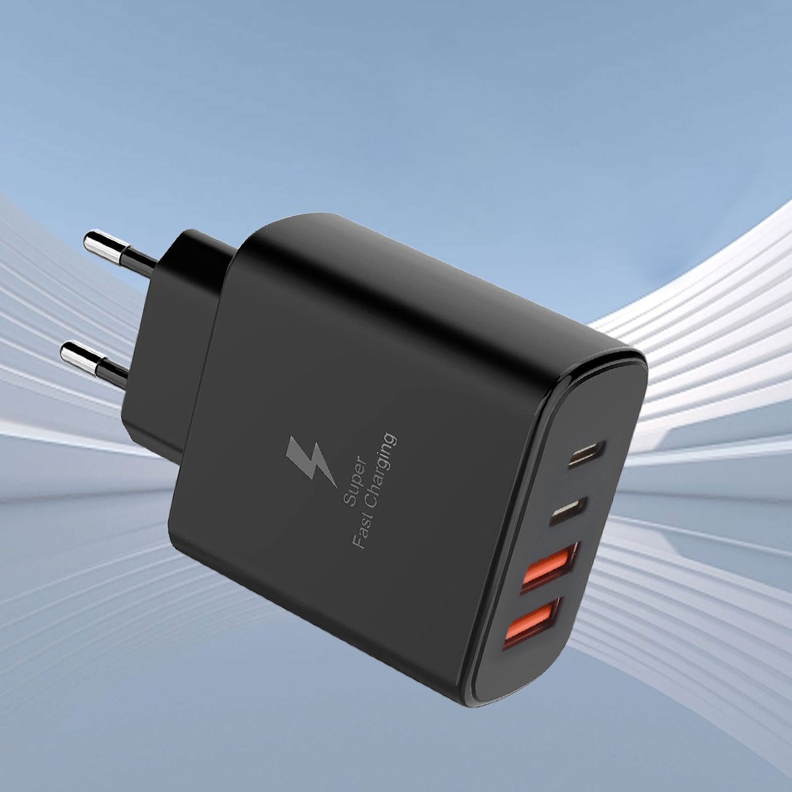 Fast Charging 4-Port USB Type C Wall Charger 10-20W European Plug Travel Compatible with iPhone iPad AirPods Galaxy