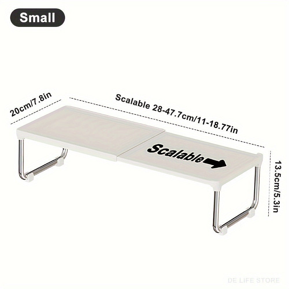 White Expandable Metal and Plastic Kitchen Shelf Stackable Pantry Organizer