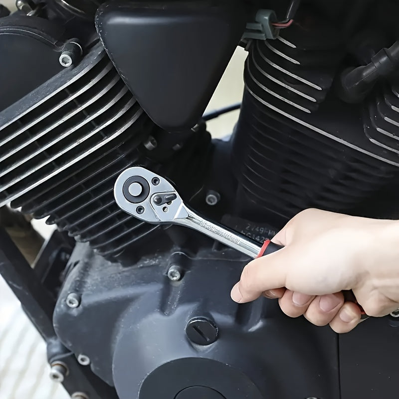 12-Donali 1/4-Inch ratchet kaliti to'plami, 10-Donali Cr-V metrik uzatmalarli qopqog'lar, 4-13mm bardoshli po'latdan tayyor socket to'plami, DIY va professional foydalanish uchun