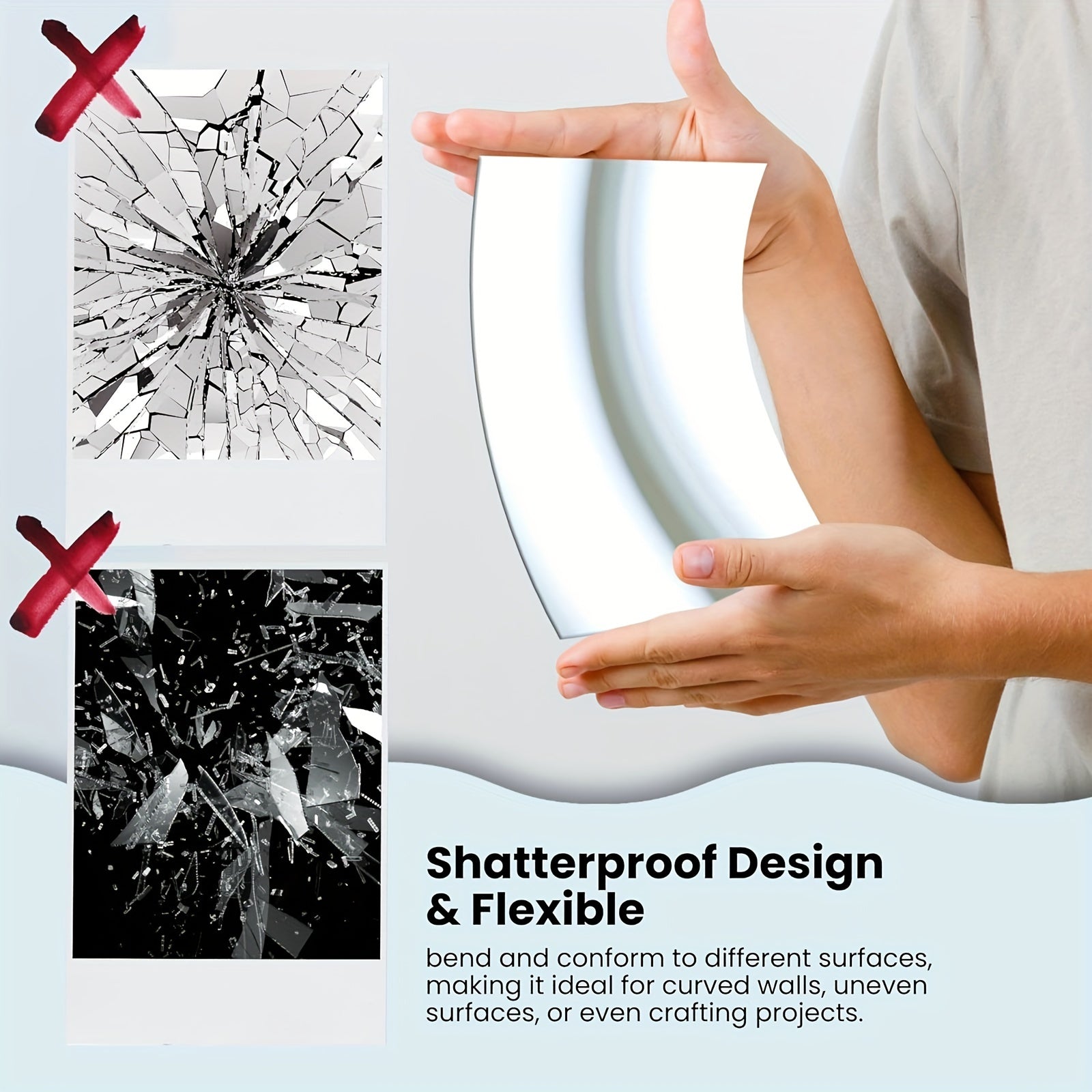 10 Flexible Self-Adhesive Mirror Stickers for Wall Decor Home and School