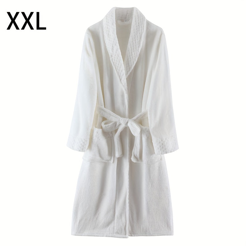 Unisex Flannel Bathrobe for Autumn Winter Cozy Nightwear Home