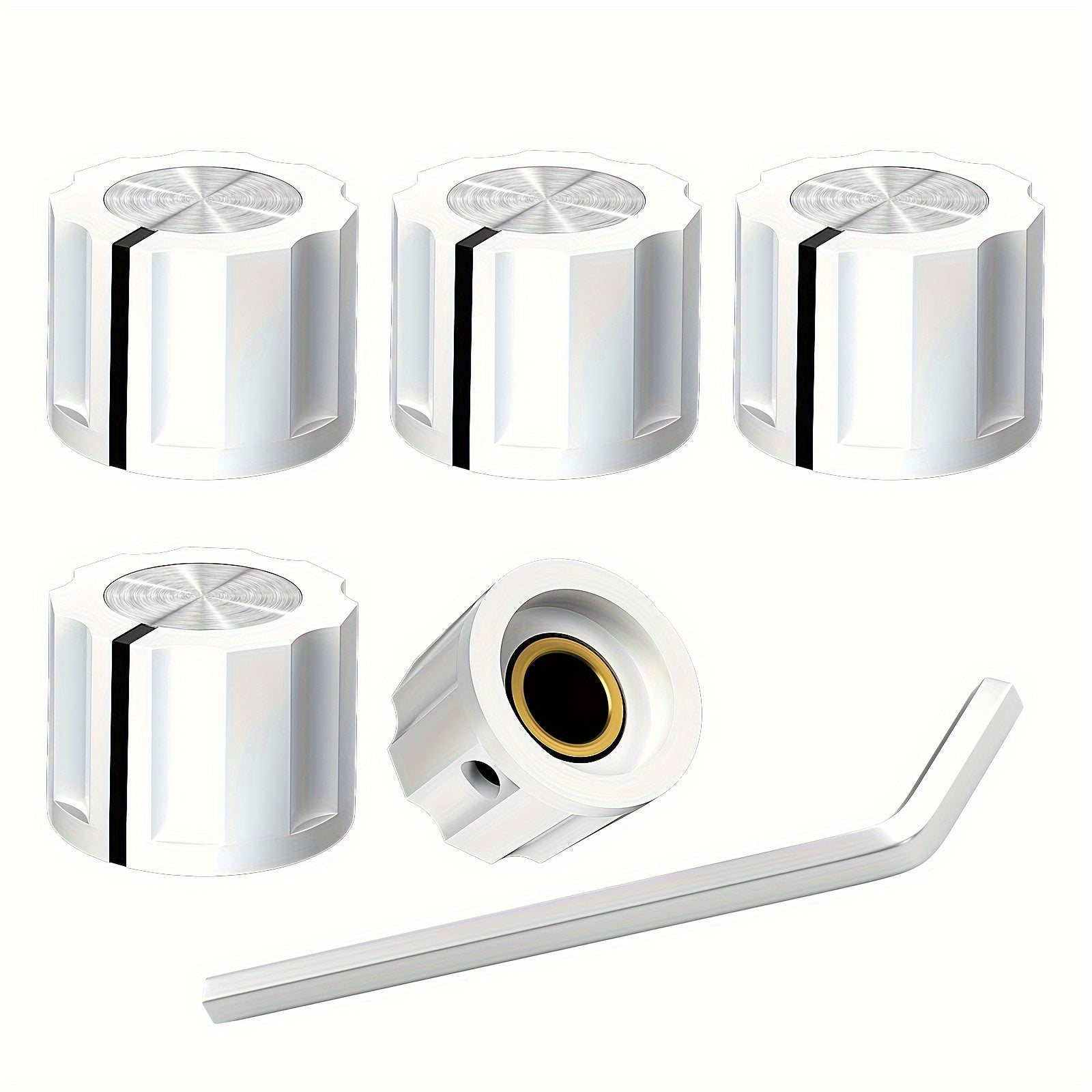 5 Pack Black Rotary Knobs for 6.35mm Shaft Potentiometers with Set Screw