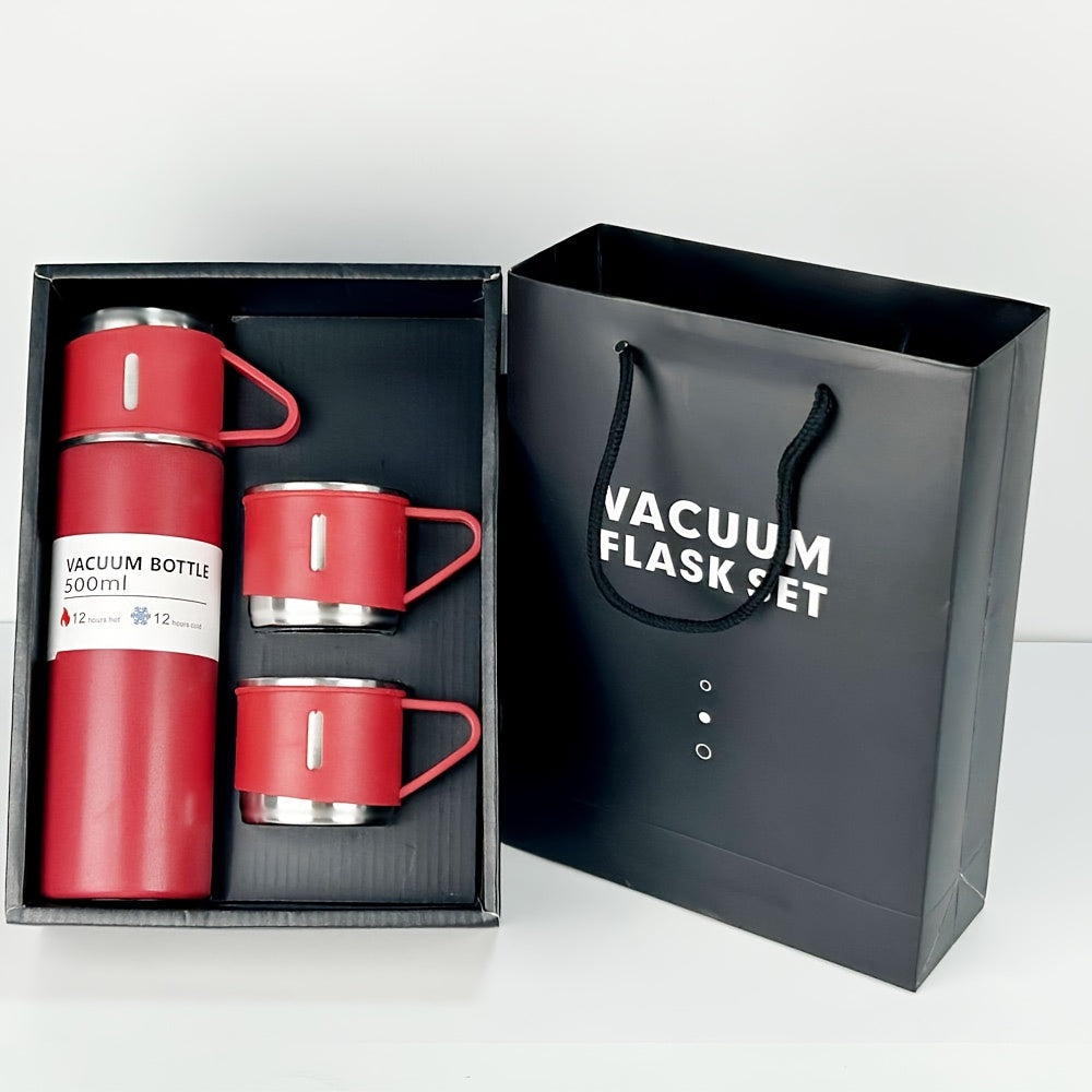 Stainless Steel Travel Mug Set with 3 Lids for Hot Cold Drinks