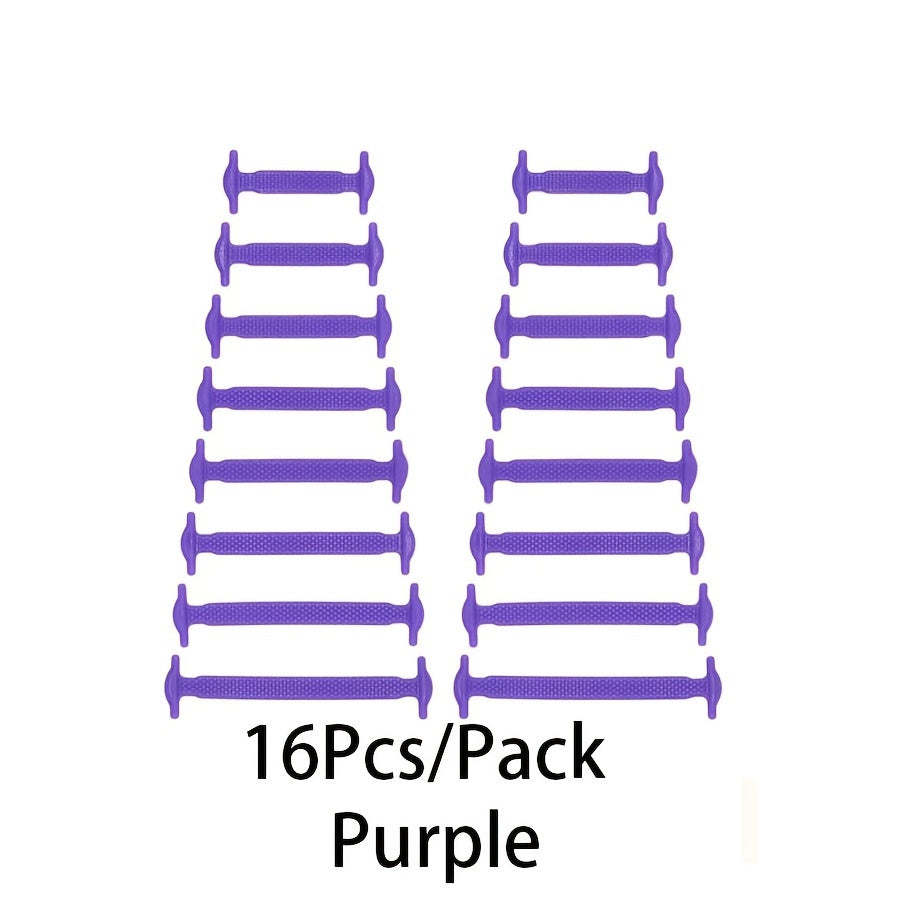 16pcs High Elastic Silicone Lazy Shoelaces for Sneakers, No-Tie, Convenient