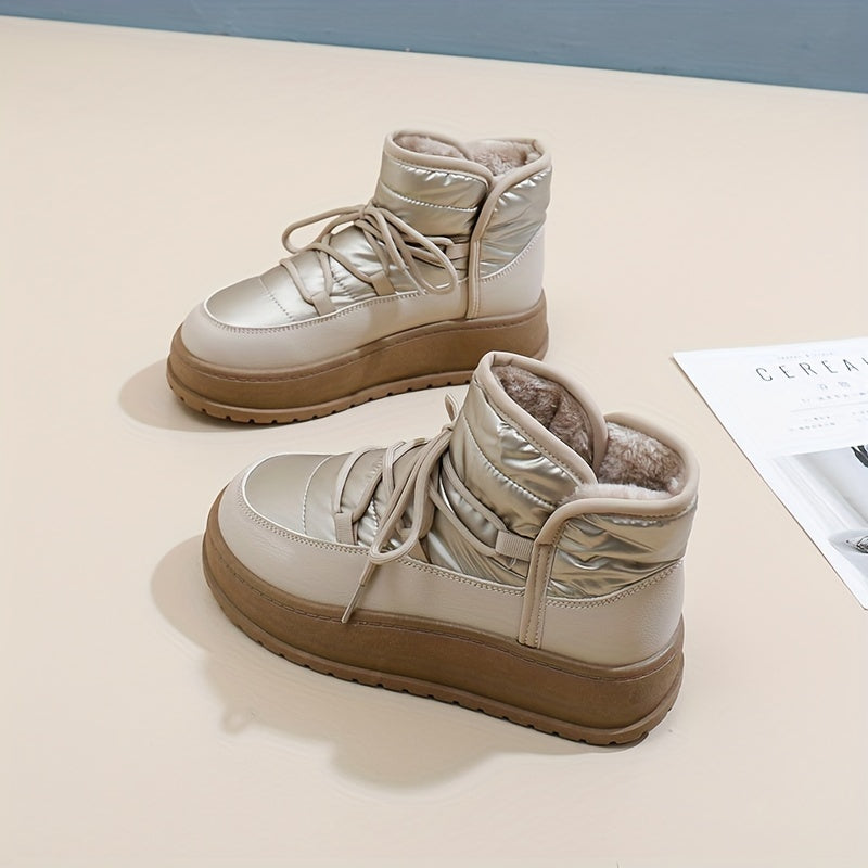 Women's Winter Fleece-Lined Chunky Sneakers Casual Warm Winter Boots