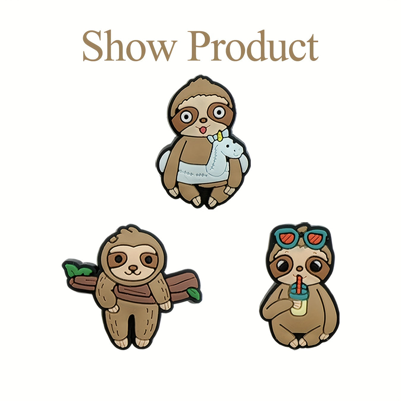 Unisex PVC Shoe Charms Set with Sloth Animal Decorations for Shoes and Bracelets