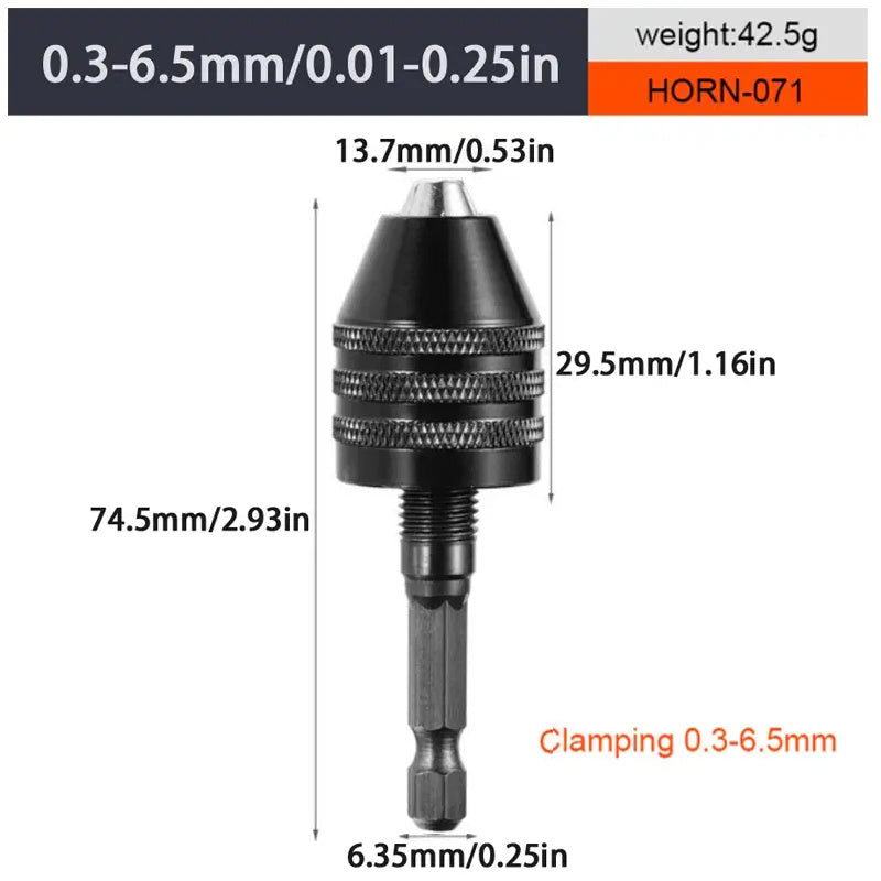 Mini Keyless Drill Chuck 0.3-8mm Self-Tighten Electric Drill Bits Adapter