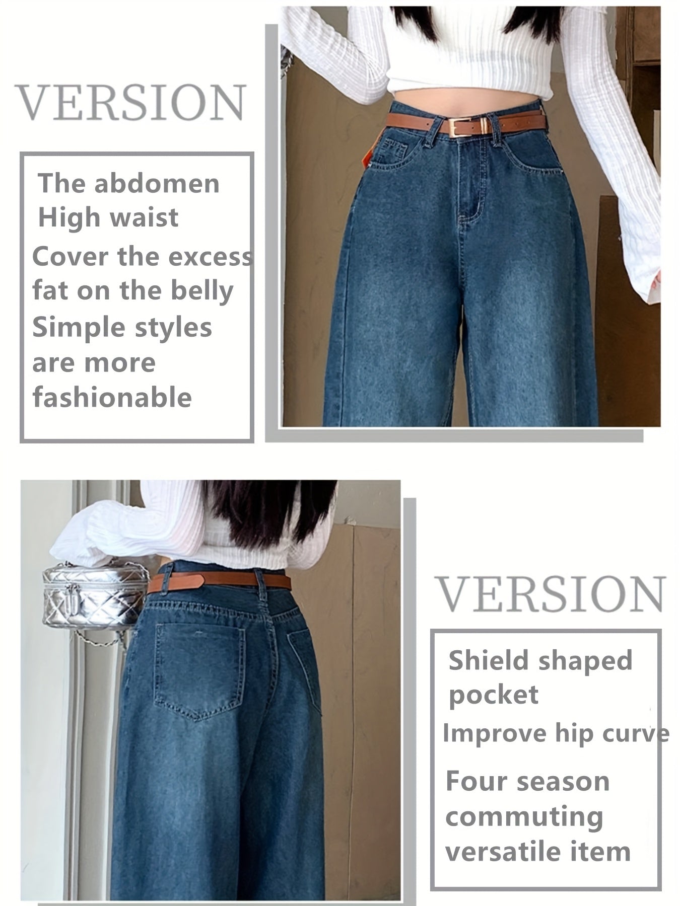 Women's Denim Jeans Casual Slimming Loose Fit Cropped Mid-Rise Pockets