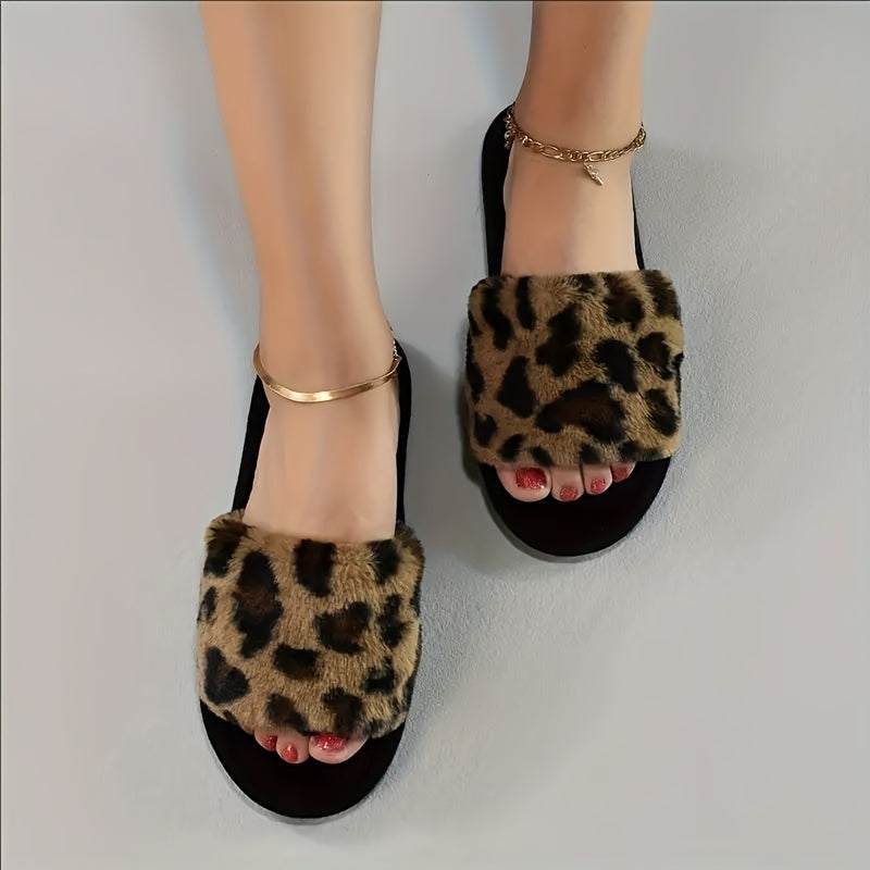 Zapatillas de Leopardo para Mujer, interiores, con tejido cómodo, slip-on, para todas las estaciones