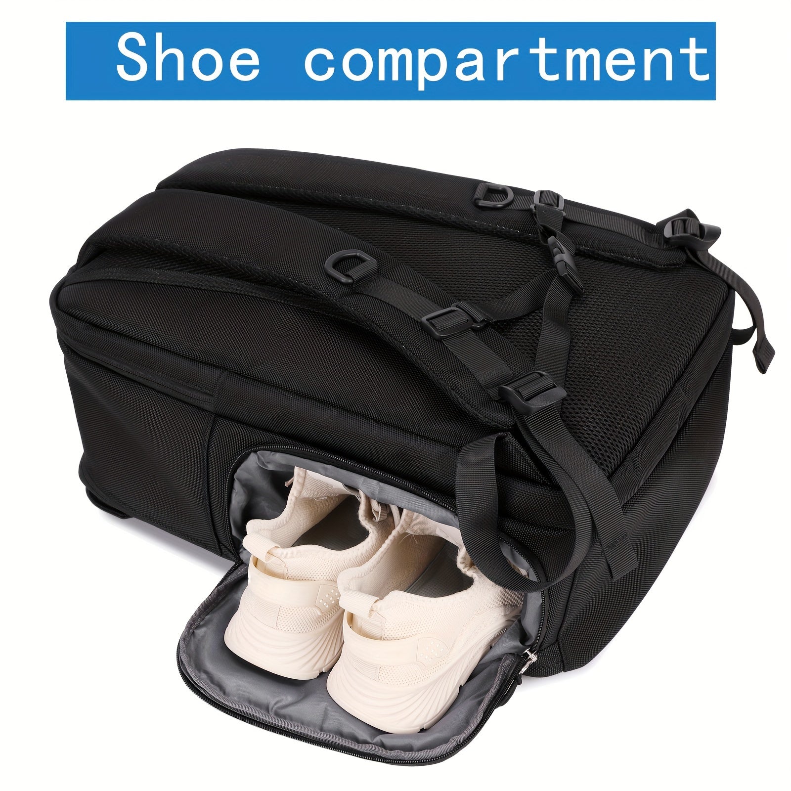 Unisex Travel Backpack with Laptop and Shoe Compartments Polyester Casual