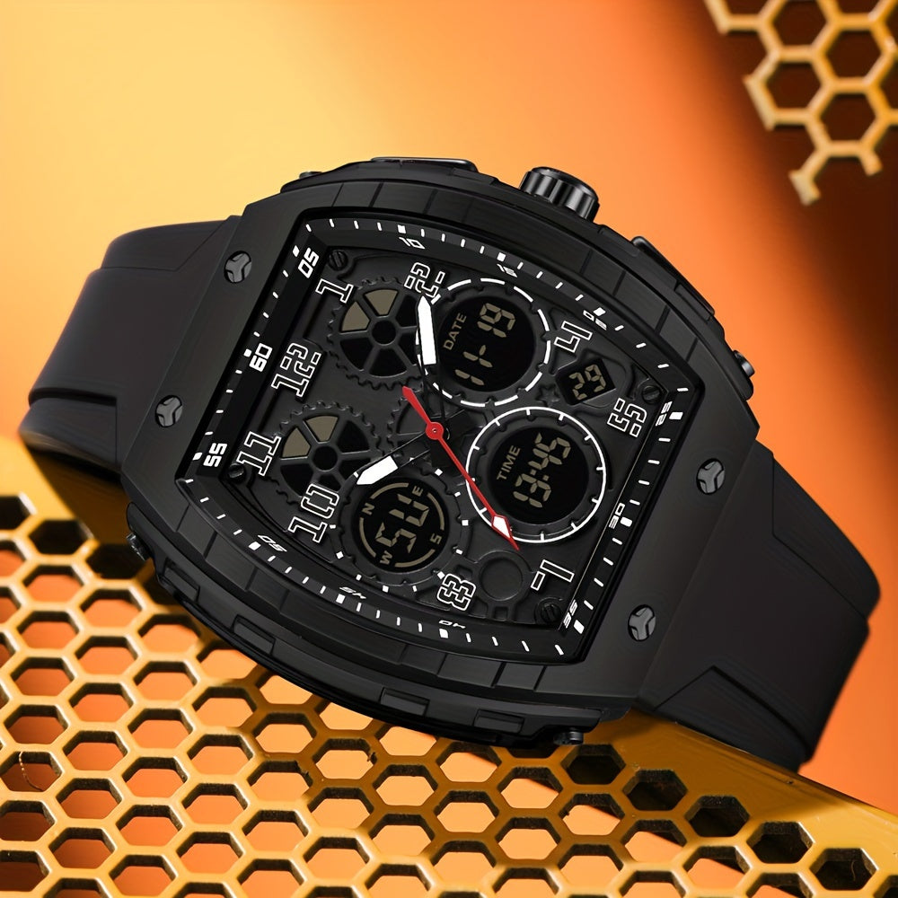 Men's Military Sports Wristwatch Silicone Strap Waterproof LED Clock Multiple Functions