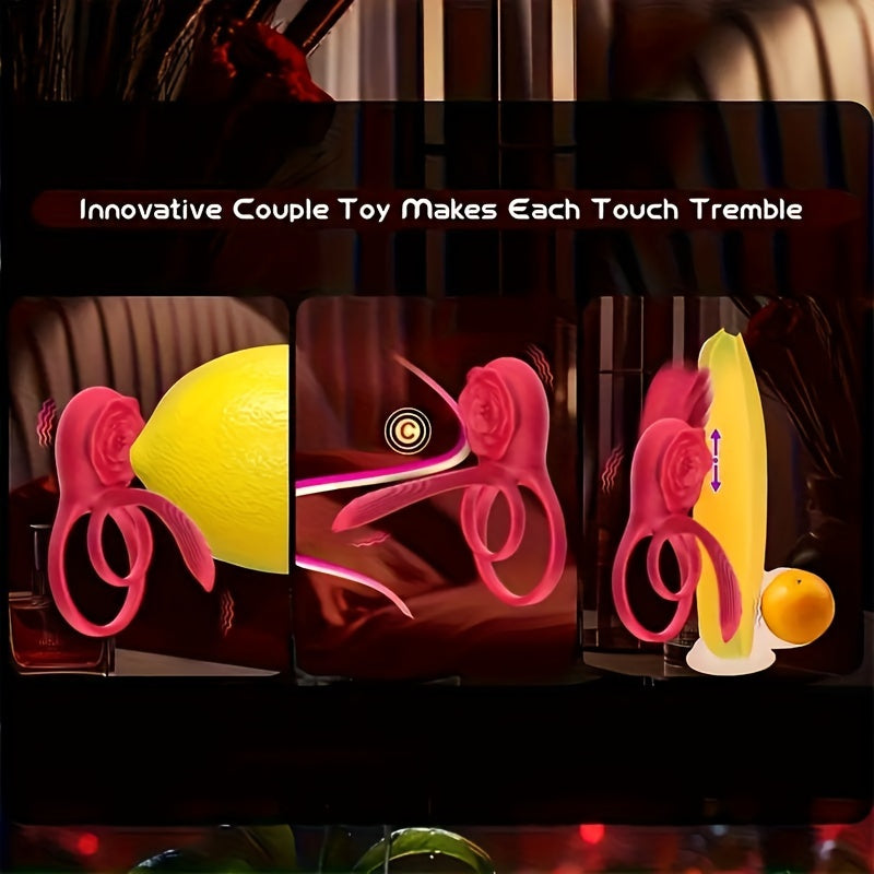 Мужские взрослые двойное вибрирующее кольцо для пениса с клиторным стимулятором и двумя моторами