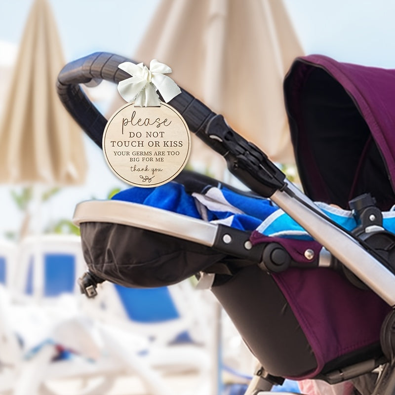 Wooden Sign with Ribbon Elegant Reminder to Please Avoid Touching or Kissing Decor Event Gift