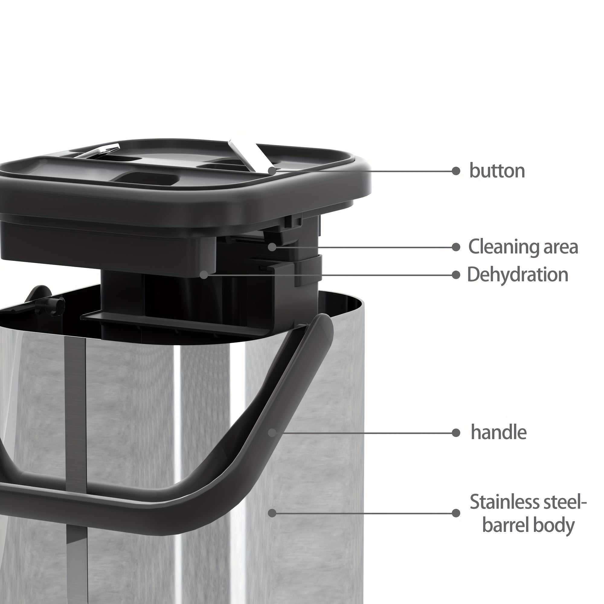 Stainless Steel Flat Mop and Bucket Set for Kitchen Bathroom Living Room