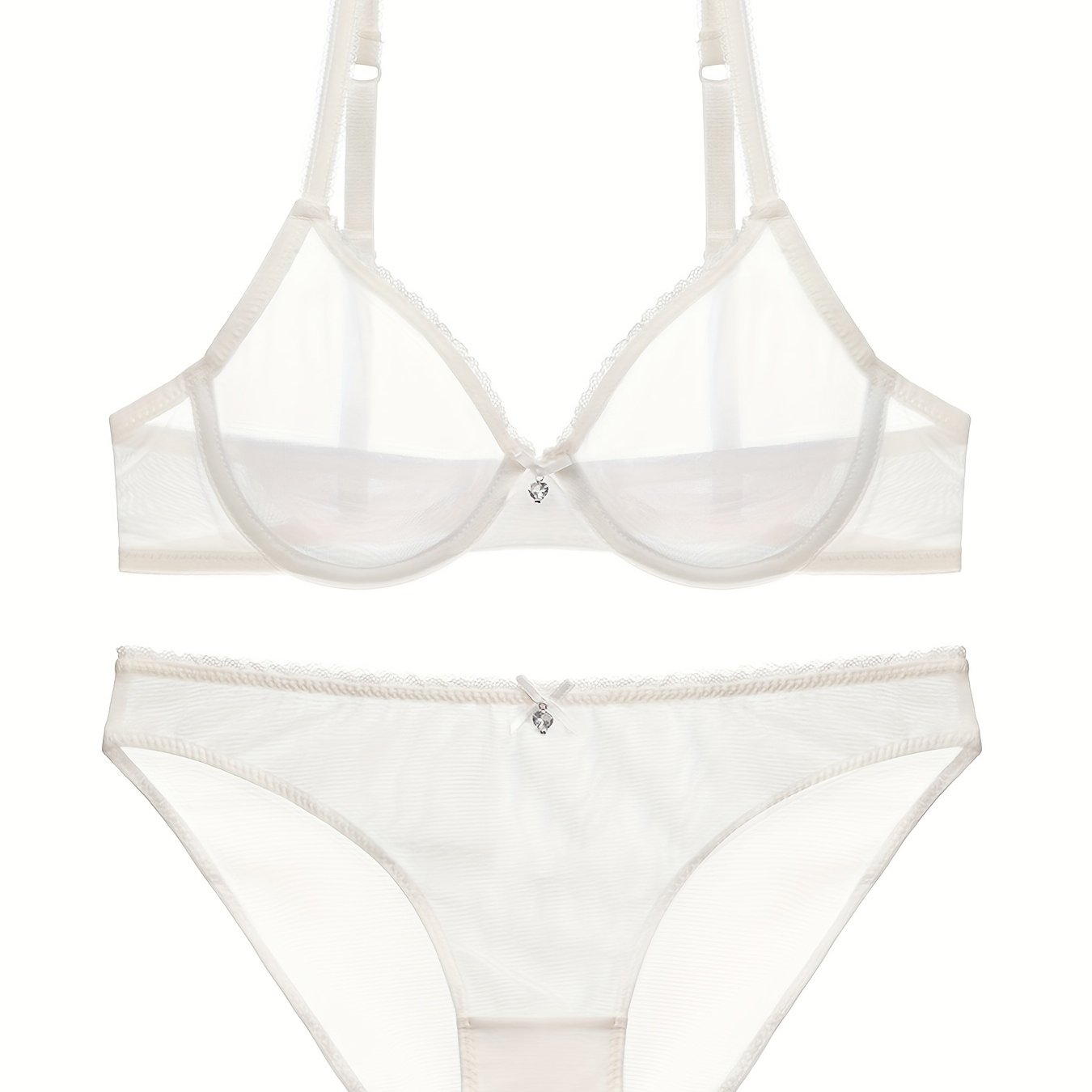 Women's Lingerie Set Mesh Lace Plus Size Nylon Spandex Thin Cups Hand Washable