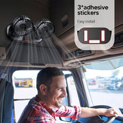 USB Rechargeable Portable Car Dual Fan with Adjustable Speed and Rotatable Heads