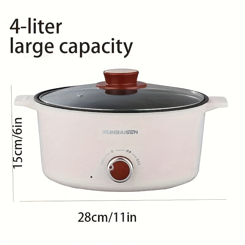 Olla eléctrica de gran volumen de 4.01L con cesta de vapor, sartén antiadherente