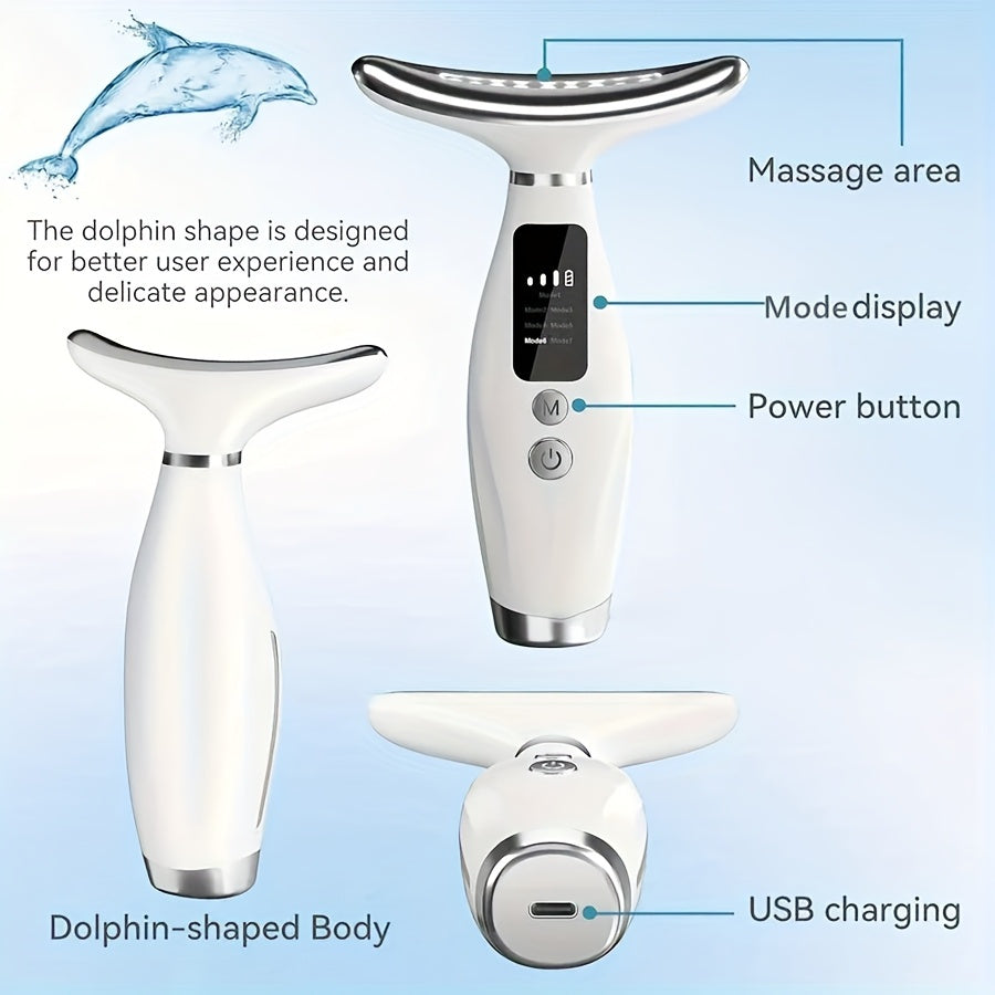 Rechargeable Facial and Neck Massager for Women with 7 Modes USB Charging Ergonomic Design