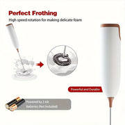 Electric Milk Frother Battery Operated Stainless Steel for Frothy Coffee Drinks