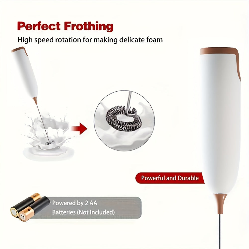Electric Milk Frother Battery Operated Stainless Steel for Frothy Coffee Drinks