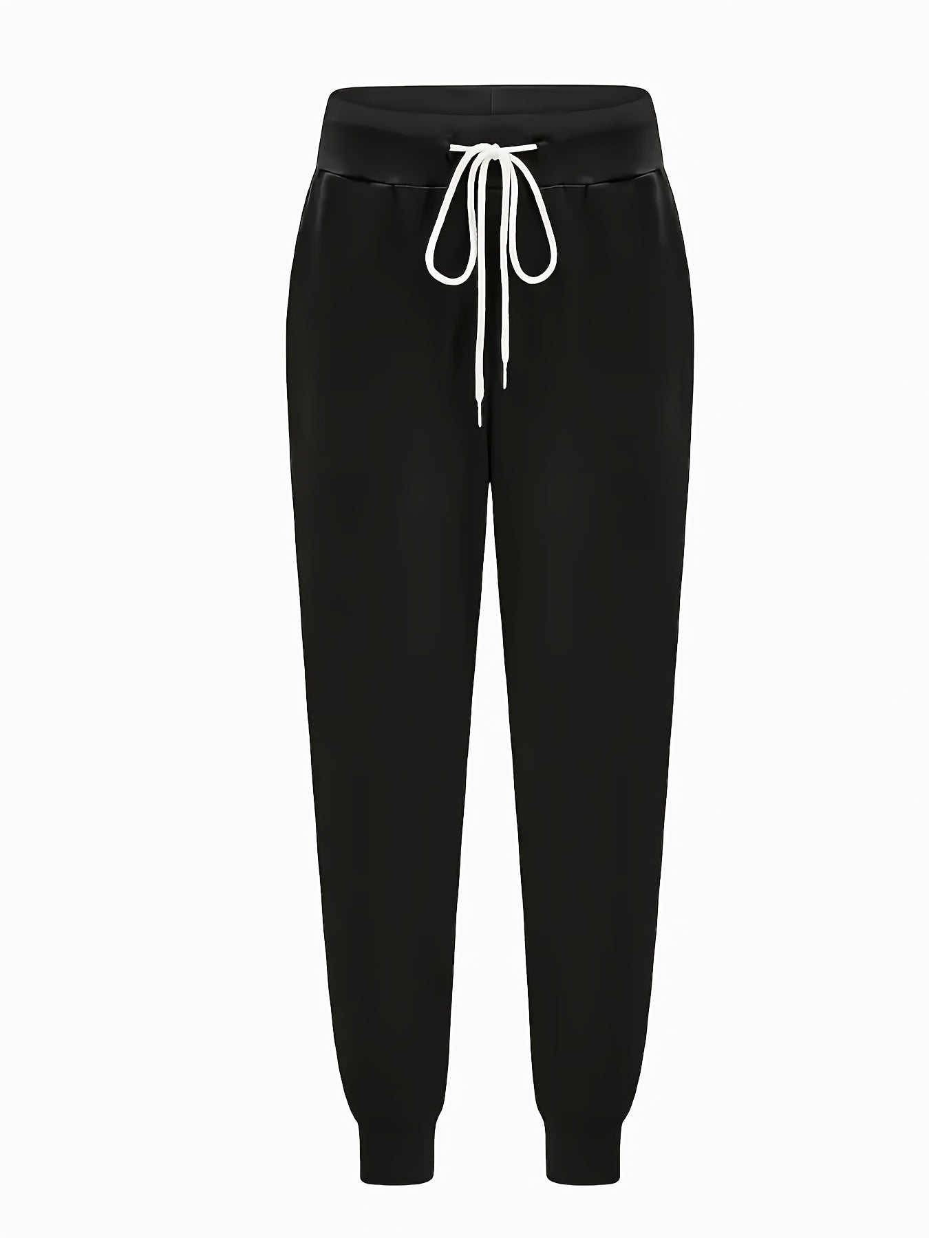 Plus Size Women's High-Elasticity Solid Color Capri Pants with Drawstring Waist