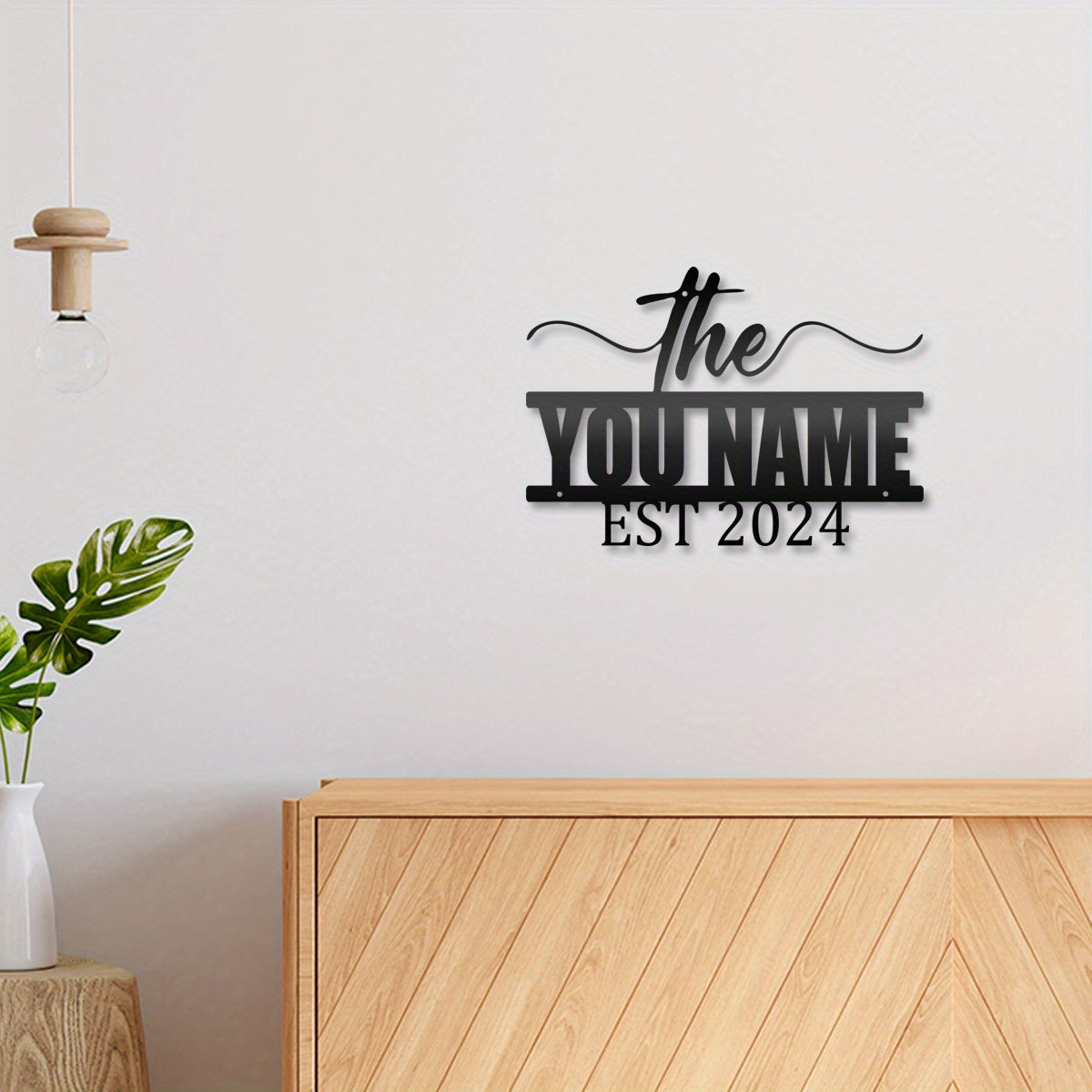 Personalized Black Metal Family Name Door Sign for Home Decor