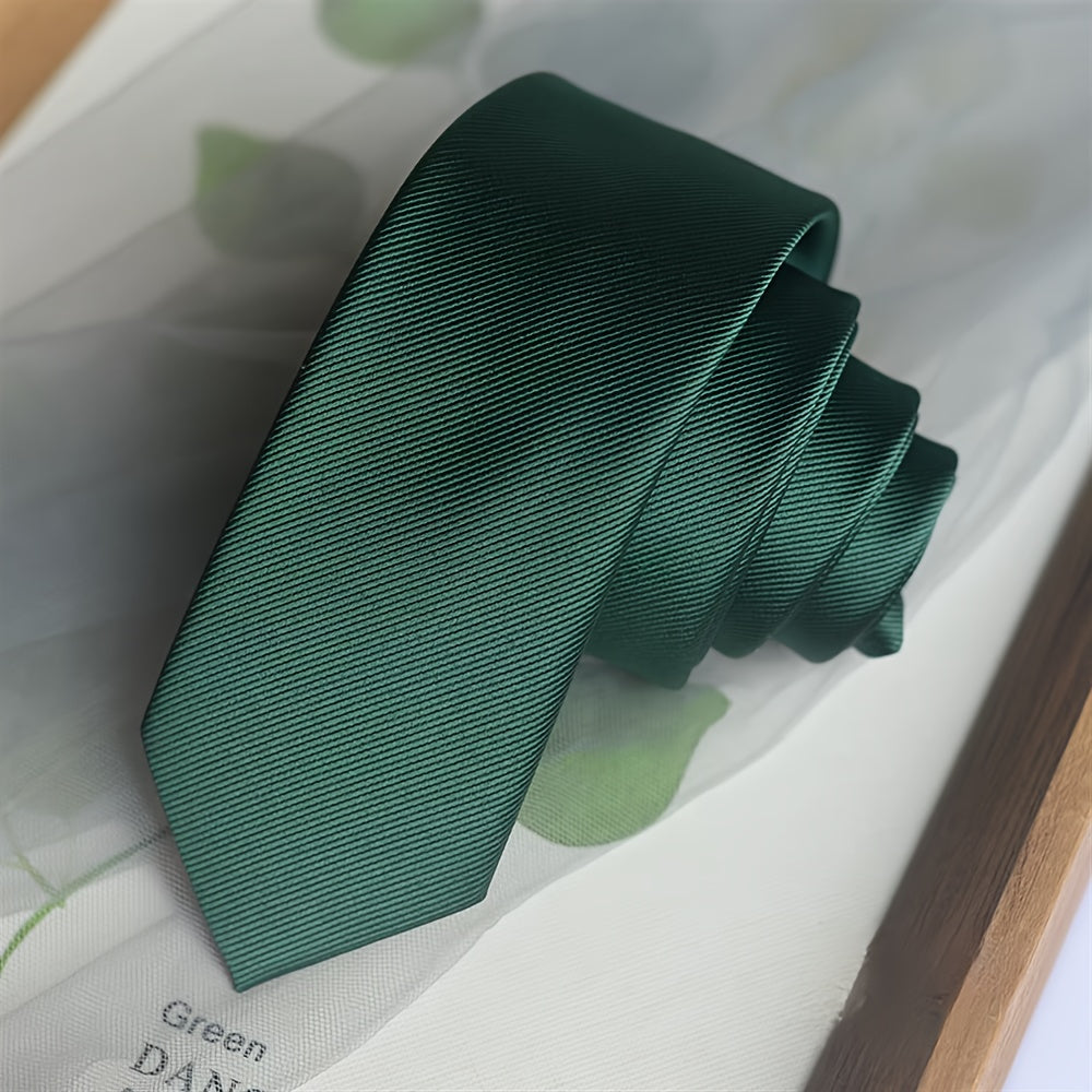 Men's Narrow Silk Tie 6cm Single-Color 1200 Stitches for Formal Occasions