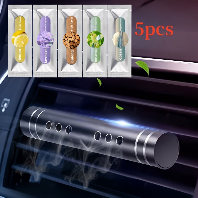 Car Air Freshener Set Aluminum Alloy Vent Clip Diffuser with 5 Refills