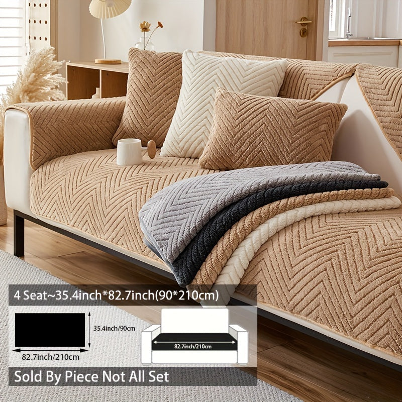 Zamonaviy plush divan qopqog'i, sirpanishga qarshi, itlarga mos, dog'larga chidamli polyester