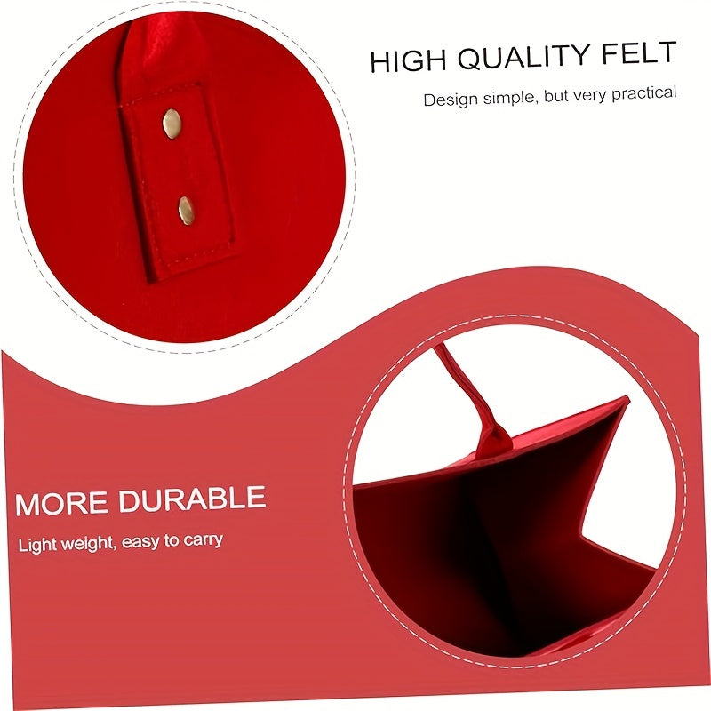 Red Felt Firewood Storage Bag Wall-Mounted Firewood Carrier for Home Fireplace