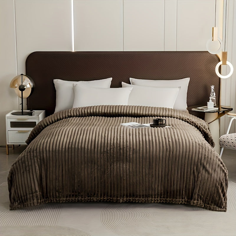 Contemporary Striped Flannel Throw Blanket for Bed and Couch All-Season Comfort