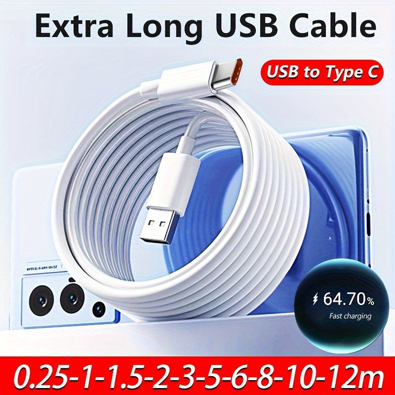 Long USB-C Fast Charging Cable for Android Phones Cameras Printers 10ft